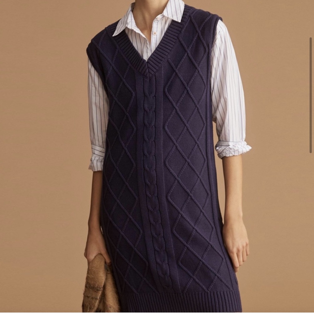 Callahan Navy Cable Knit Sweater Dress size small